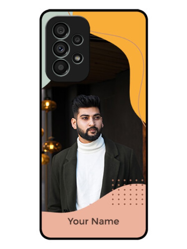 Custom Galaxy A73 5G Personalized Glass Phone Case - Tri-coloured overlay design