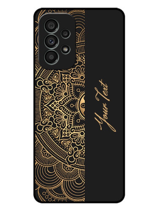 Custom Galaxy A73 5G Photo Printing on Glass Case - Mandala art with custom text Design