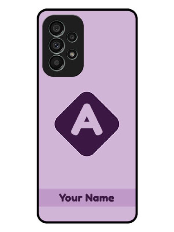 Custom Galaxy A73 5G Custom Glass Mobile Case - Custom Letter in curved badge Design