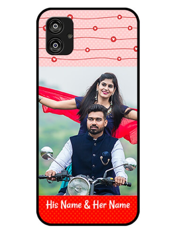 Custom Samsung Galaxy F04 Personalized Glass Phone Case - Red Pattern Case Design