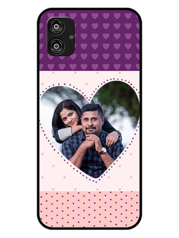 Custom Samsung Galaxy F04 Custom Glass Phone Case - Violet Love Dots Design