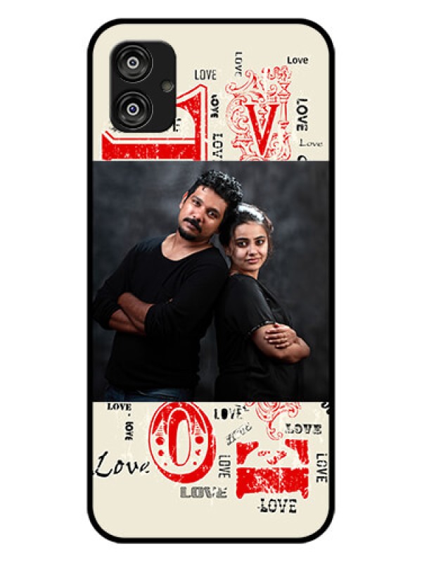 Custom Samsung Galaxy F04 Photo Printing on Glass Case - Trendy Love Design Case