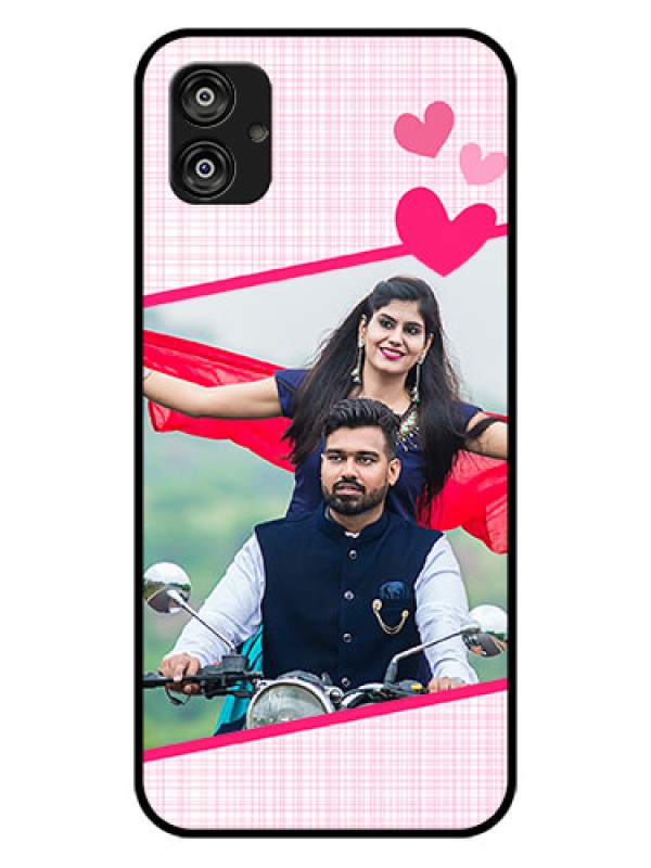 Custom Samsung Galaxy F04 Custom Glass Phone Case - Love Shape Heart Design