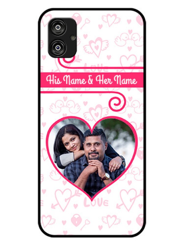Custom Samsung Galaxy F04 Personalized Glass Phone Case - Heart Shape Love Design