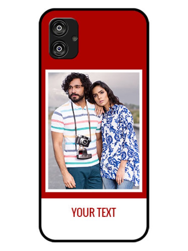 Custom Samsung Galaxy F04 Personalized Glass Phone Case - Simple Red Color Design