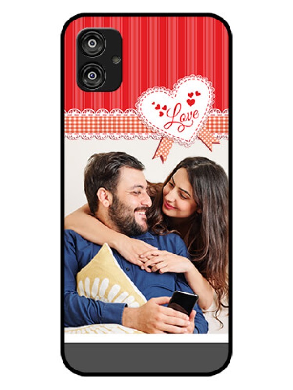 Custom Samsung Galaxy F04 Custom Glass Mobile Case - Red Love Pattern Design