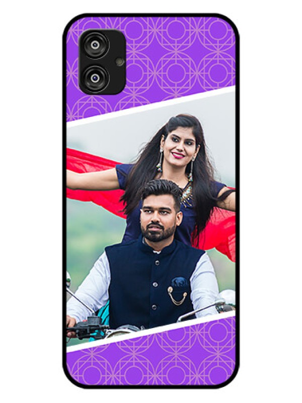 Custom Samsung Galaxy F04 Custom Glass Phone Case - Violet Pattern Design