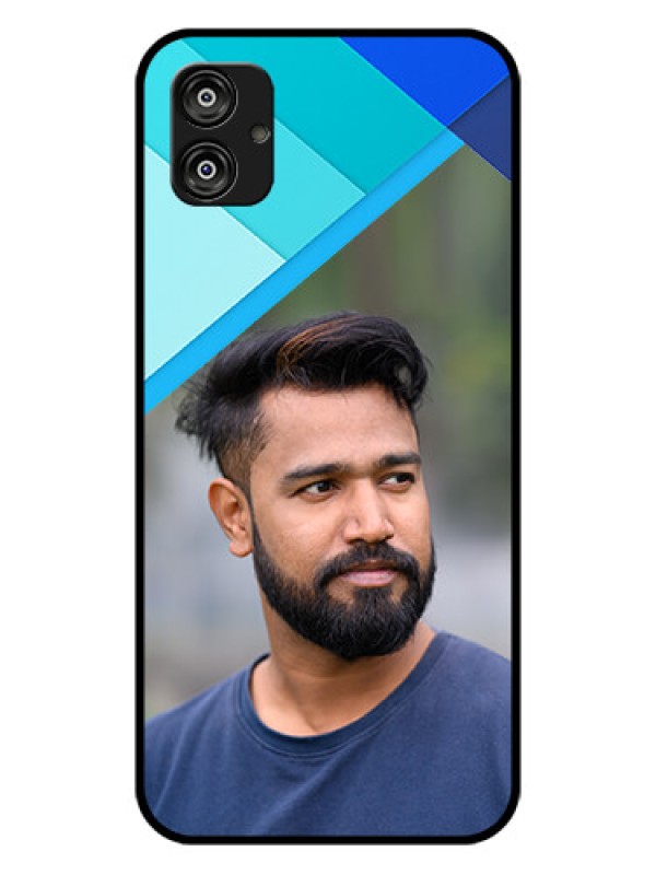 Custom Samsung Galaxy F04 Custom Glass Phone Case - Blue Pattern Design
