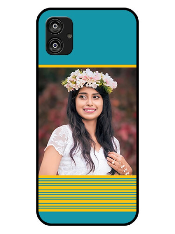 Custom Samsung Galaxy F04 Custom Glass Phone Case - Yellow & Blue Design