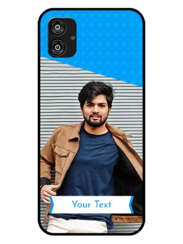 Custom Samsung Galaxy F04 Photo Printing on Glass Case - Simple Blue Color Design