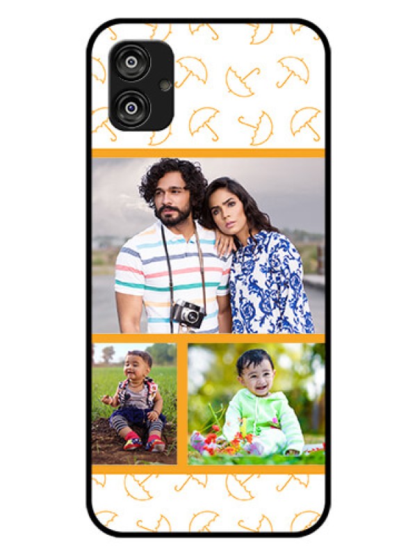 Custom Samsung Galaxy F04 Custom Glass Mobile Case - Yellow Pattern Design