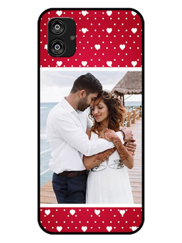 Custom Samsung Galaxy F04 Photo Printing on Glass Case - Hearts Mobile Case Design