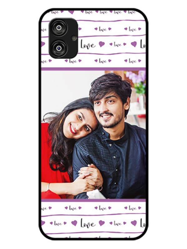 Custom Samsung Galaxy F04 Custom Glass Mobile Case - Couples Heart Design