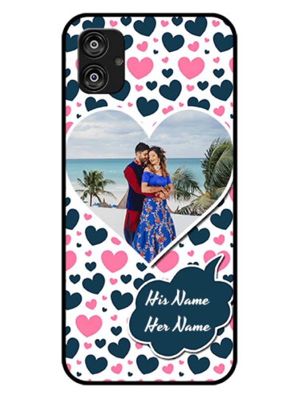 Custom Samsung Galaxy F04 Custom Glass Phone Case - Pink & Blue Heart Design