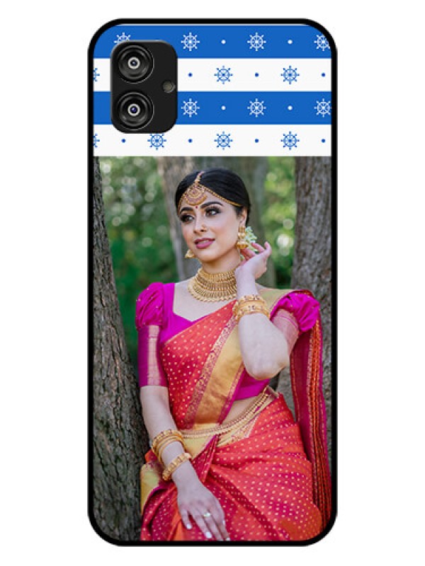 Custom Samsung Galaxy F04 Photo Printing on Glass Case - Snow Pattern Design