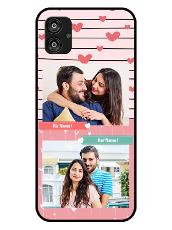 Custom Samsung Galaxy F04 Custom Glass Mobile Case - Photo with Heart Design