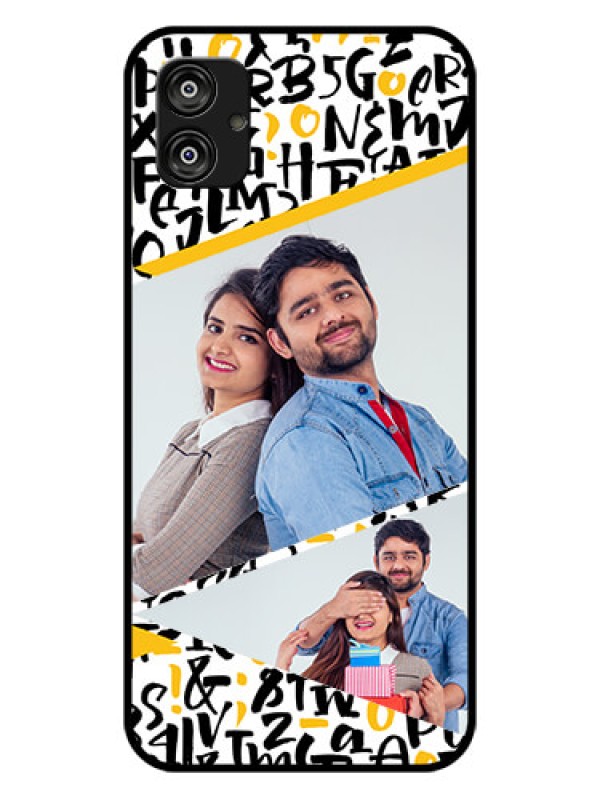 Custom Samsung Galaxy F04 Custom Glass Mobile Case - Letters Pattern Design