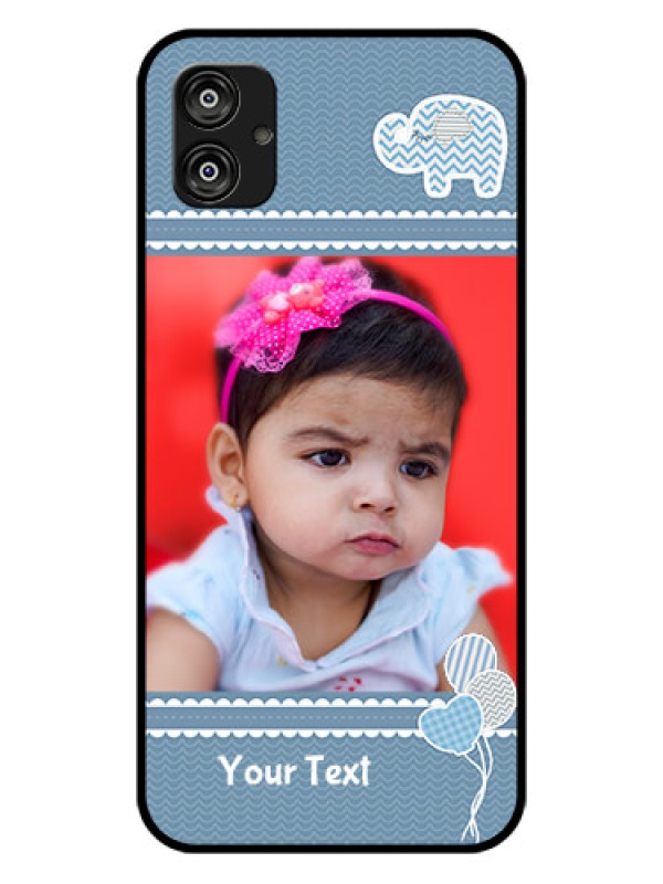 Custom Samsung Galaxy F04 Photo Printing on Glass Case - with Kids Pattern Design