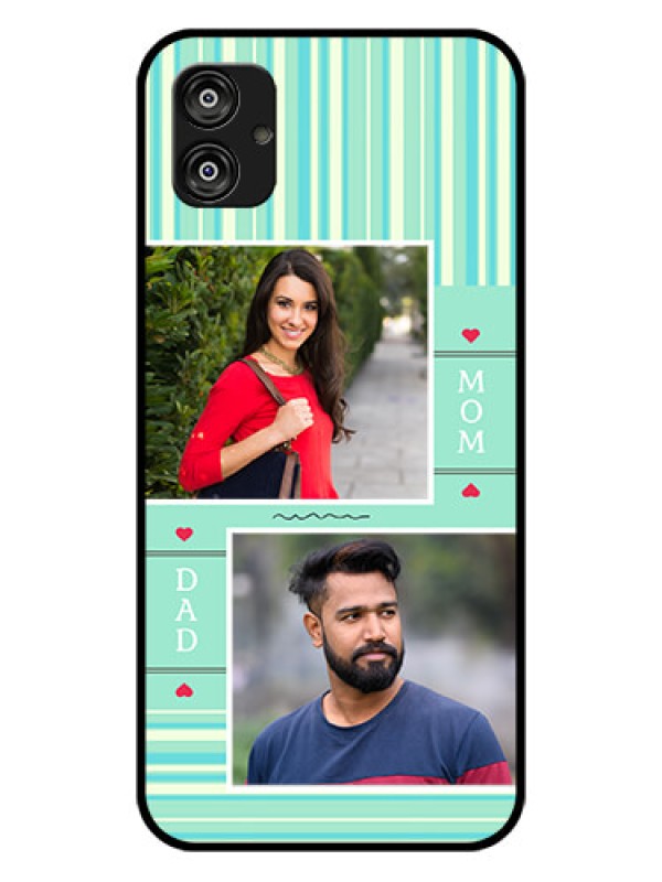 Custom Samsung Galaxy F04 Custom Glass Phone Case - Mom & Dad Pic Design