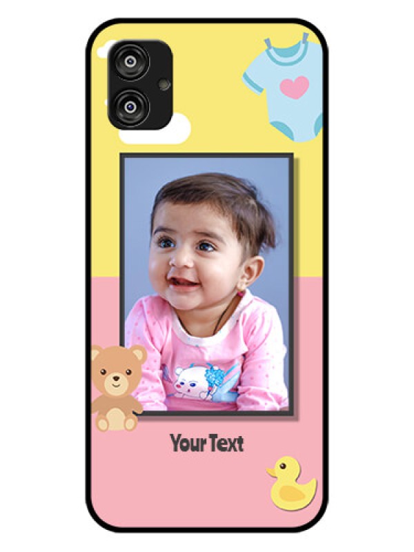 Custom Samsung Galaxy F04 Photo Printing on Glass Case - Kids 2 Color Design