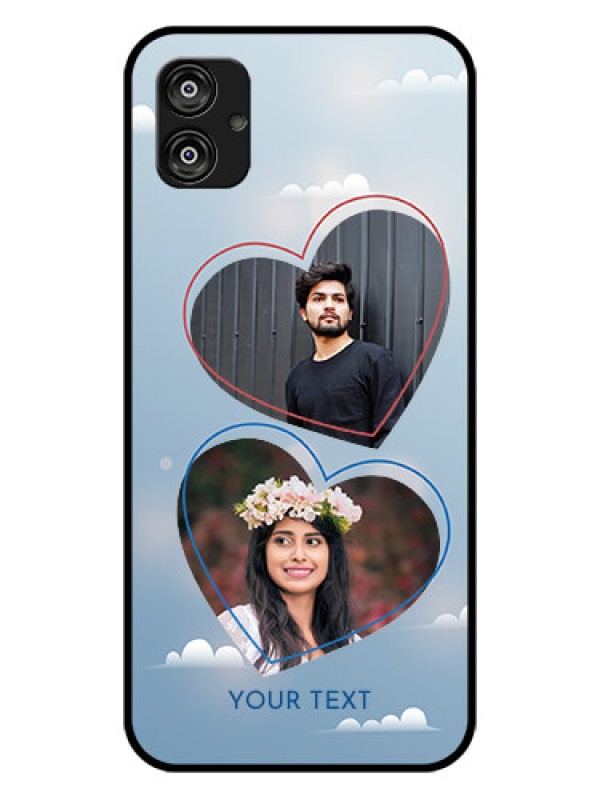 Custom Samsung Galaxy F04 Custom Glass Mobile Case - Blue Color Couple Design