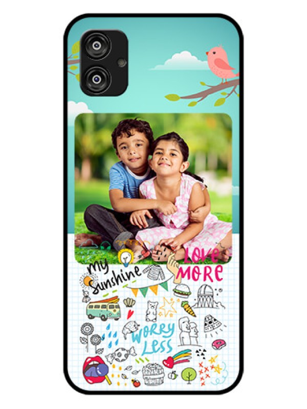 Custom Samsung Galaxy F04 Photo Printing on Glass Case - Doodle love Design