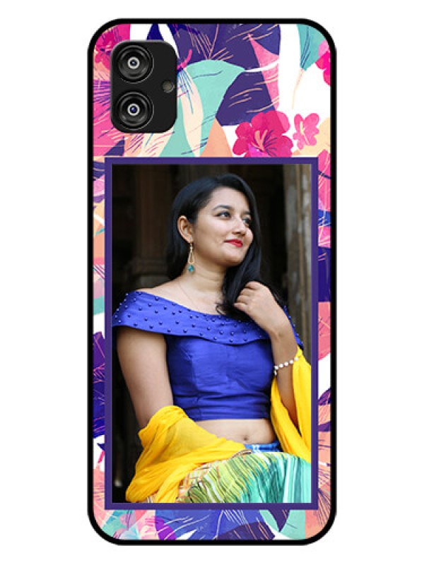 Custom Samsung Galaxy F04 Custom Glass Mobile Case - Abstract Floral Design
