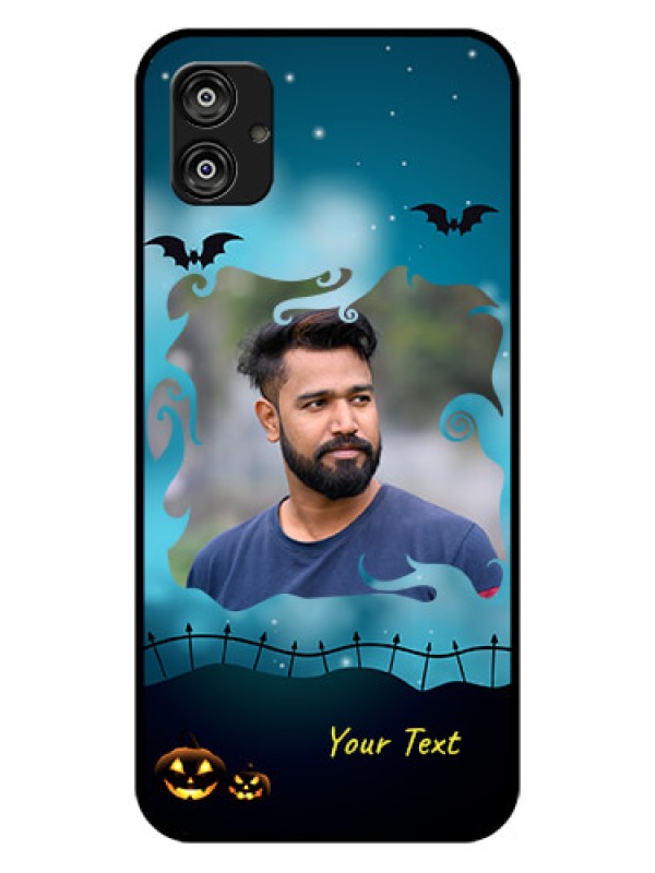 Custom Samsung Galaxy F04 Custom Glass Phone Case - Halloween frame design