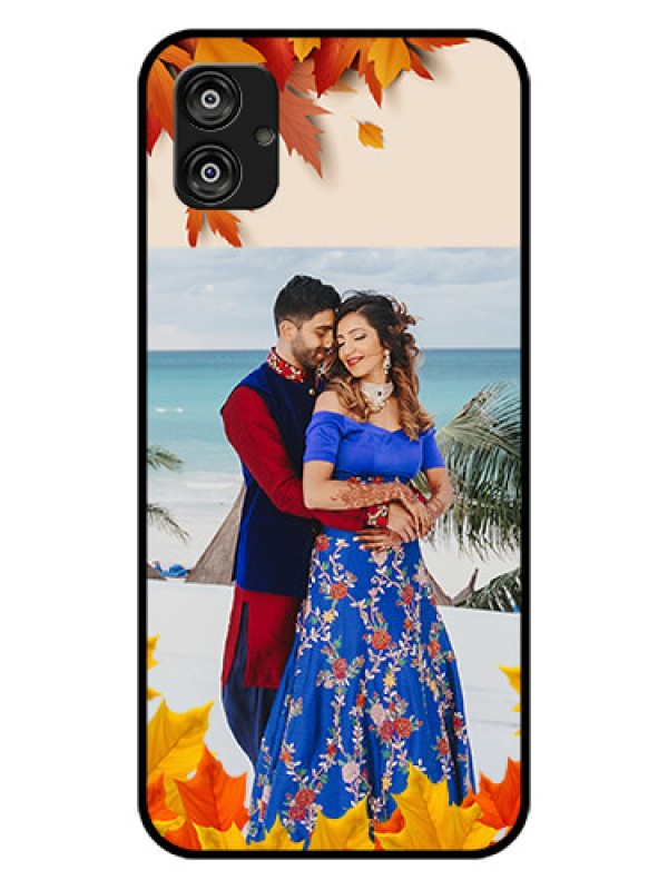 Custom Samsung Galaxy F04 Photo Printing on Glass Case - Autumn Maple Leaves Design