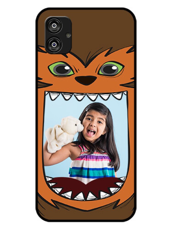 Custom Samsung Galaxy F04 Photo Printing on Glass Case - Owl Monster Back Case Design