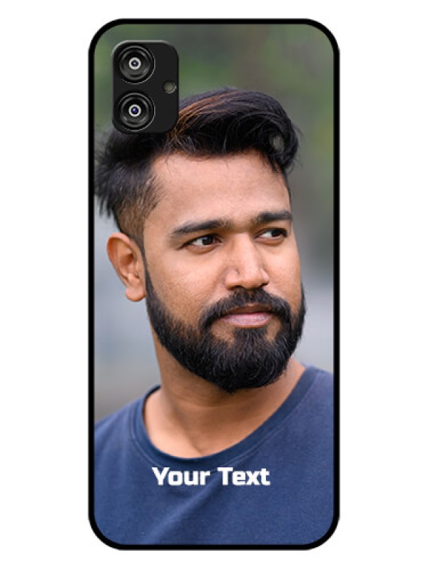 Custom Samsung Galaxy F04 Glass Mobile Cover: Photo with Text