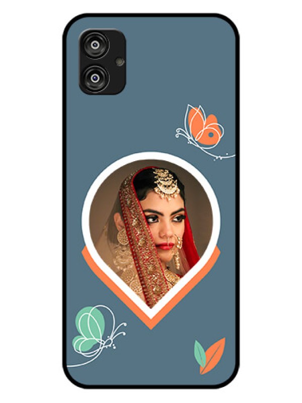 Custom Galaxy F04 Custom Glass Mobile Case - Droplet Butterflies Design