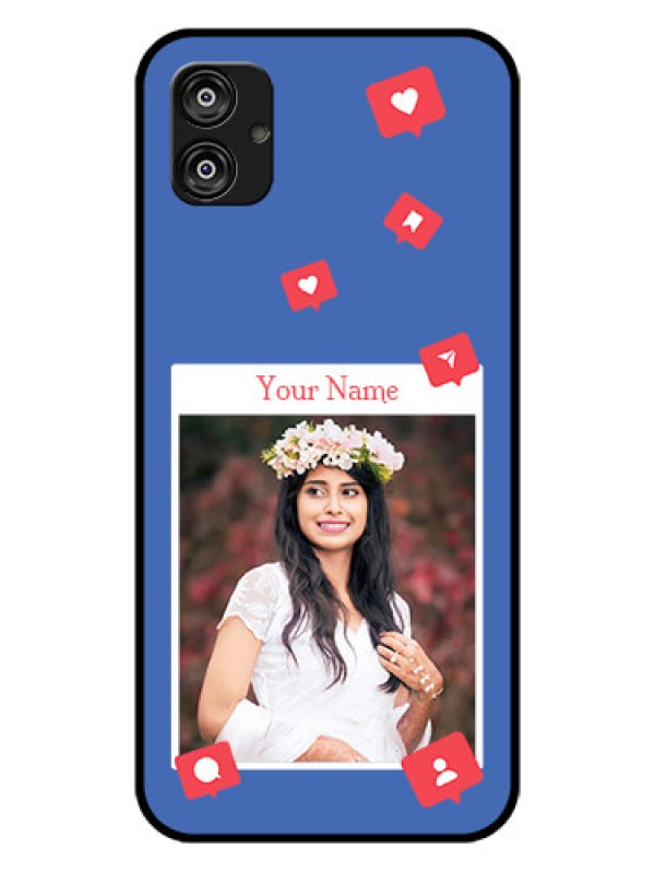 Custom Galaxy F04 Custom Glass Phone Case - Like Share And Comment Design