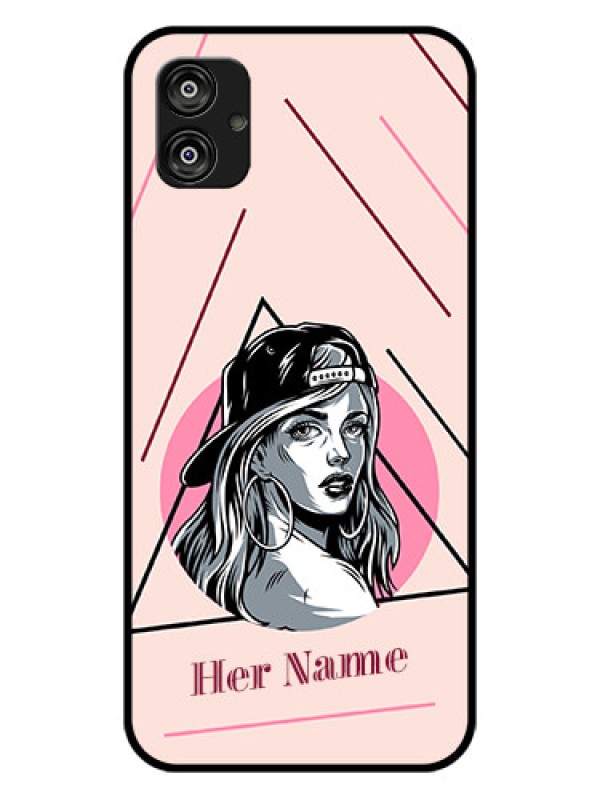 Custom Galaxy F04 Personalized Glass Phone Case - Rockstar Girl Design