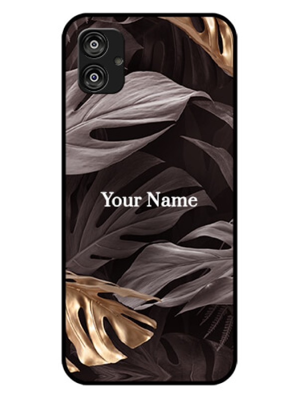 Custom Galaxy F04 Personalised Glass Phone Case - Wild Leaves digital paint Design