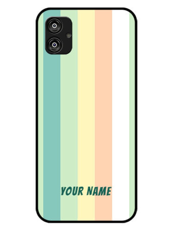 Custom Galaxy F04 Photo Printing on Glass Case - Multi-colour Stripes Design