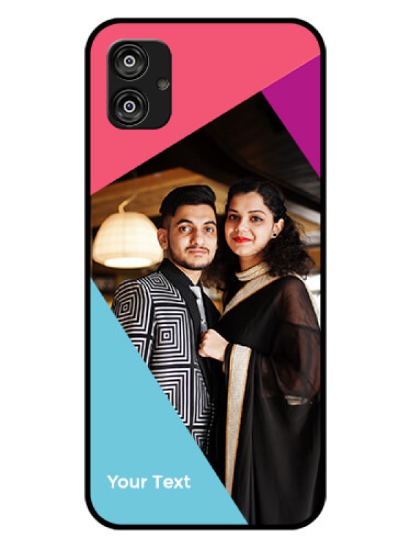 Custom Galaxy F04 Custom Glass Mobile Case - Stacked Triple colour Design