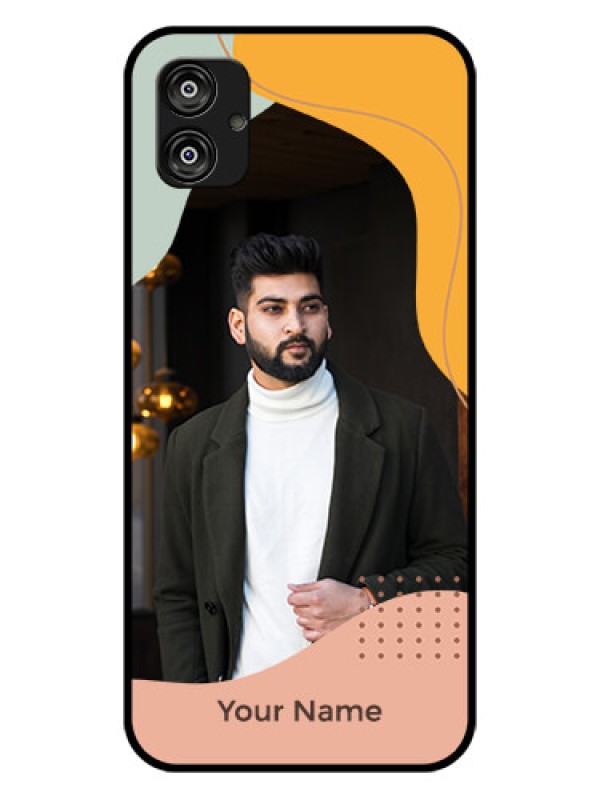 Custom Galaxy F04 Personalized Glass Phone Case - Tri-coloured overlay design