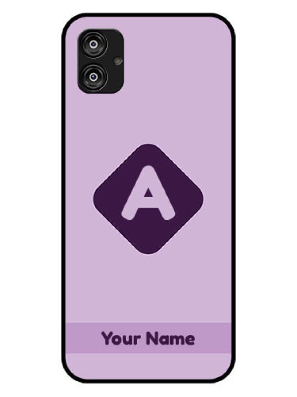 Custom Galaxy F04 Custom Glass Mobile Case - Custom Letter in curved badge Design