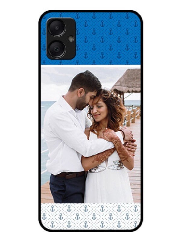 Custom Galaxy F05 Custom Glass Phone Case - Blue Anchors Design