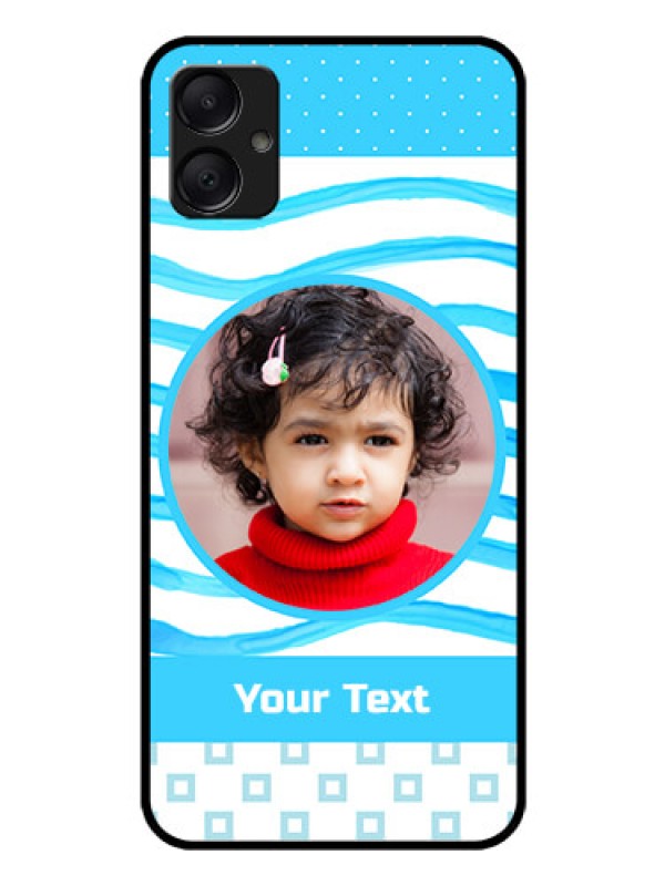 Custom Galaxy F05 Custom Glass Phone Case - Simple Blue Case Design