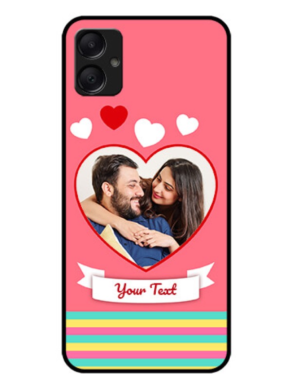 Custom Galaxy F05 Custom Glass Phone Case - Love Shapes Doodle Design
