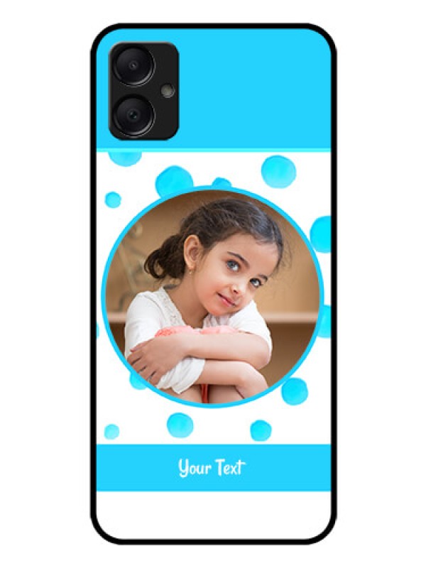 Custom Galaxy F05 Custom Glass Phone Case - Blue Bubbles Pattern Design