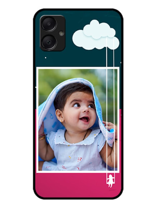 Custom Galaxy F05 Custom Glass Phone Case - Cute Girl With Cloud Design