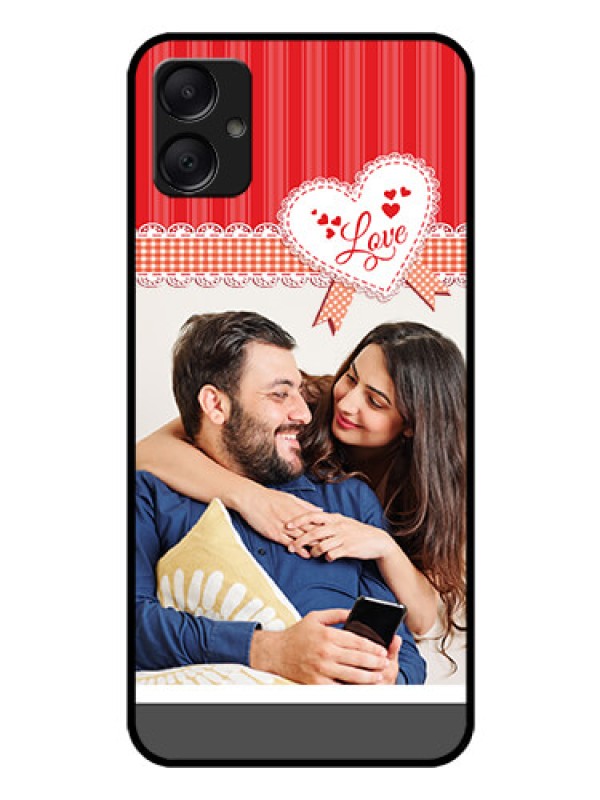 Custom Galaxy F05 Custom Glass Phone Case - Red Love Pattern Design