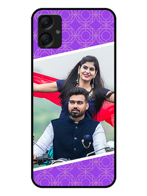 Custom Galaxy F05 Custom Glass Phone Case - Violet Color Pattern Design