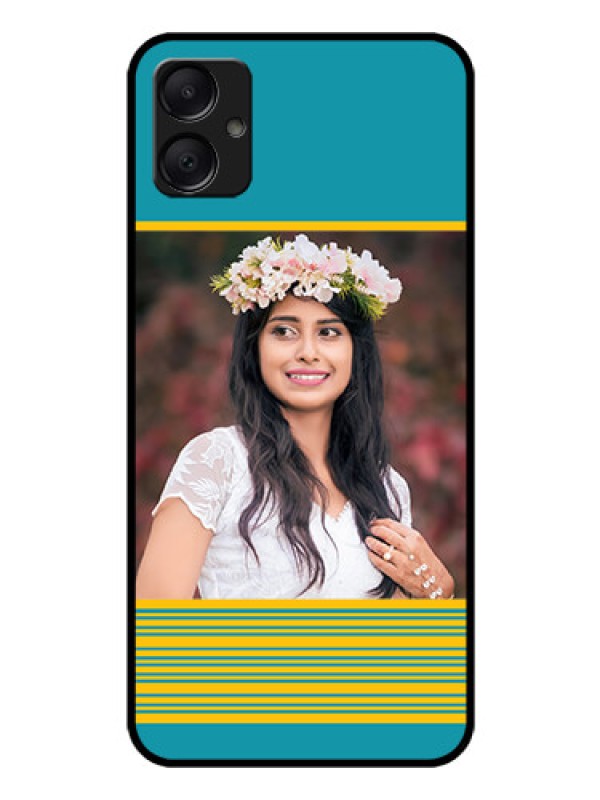 Custom Galaxy F05 Custom Glass Phone Case - Yellow and Blue Design