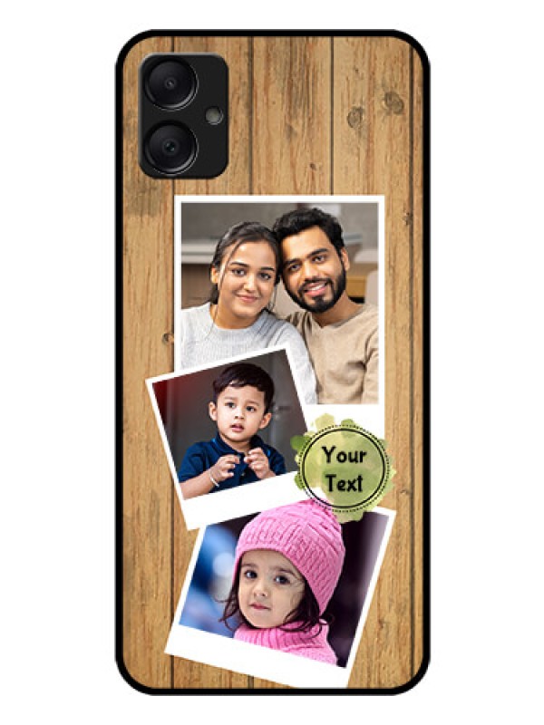 Custom Galaxy F05 Custom Glass Phone Case - Wooden Texture Design