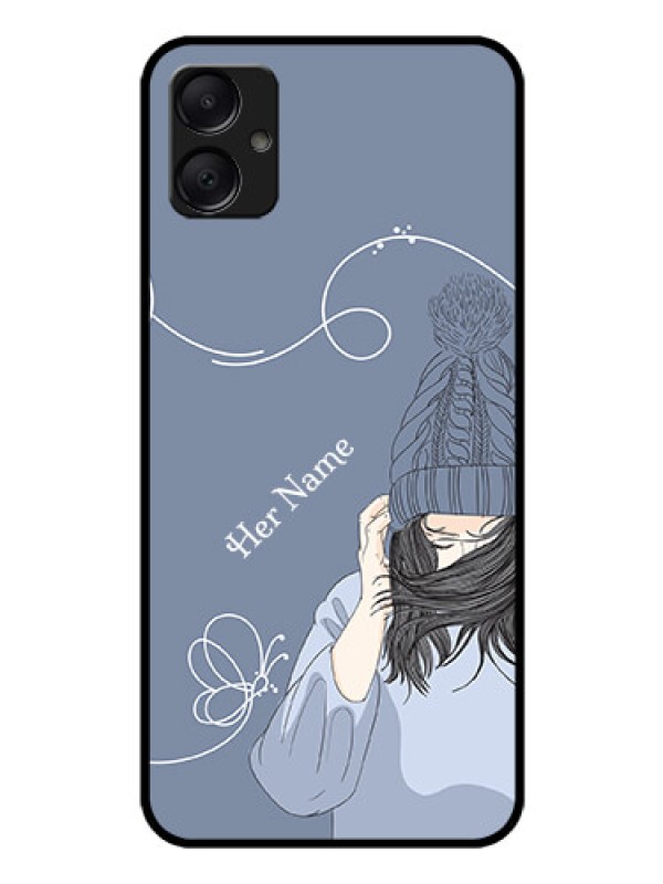 Custom Galaxy F05 Custom Glass Phone Case - Girl In Winter Outfit Design