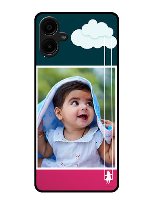 Custom Galaxy F06 Custom Glass Phone Case - Cute Girl With Cloud Design